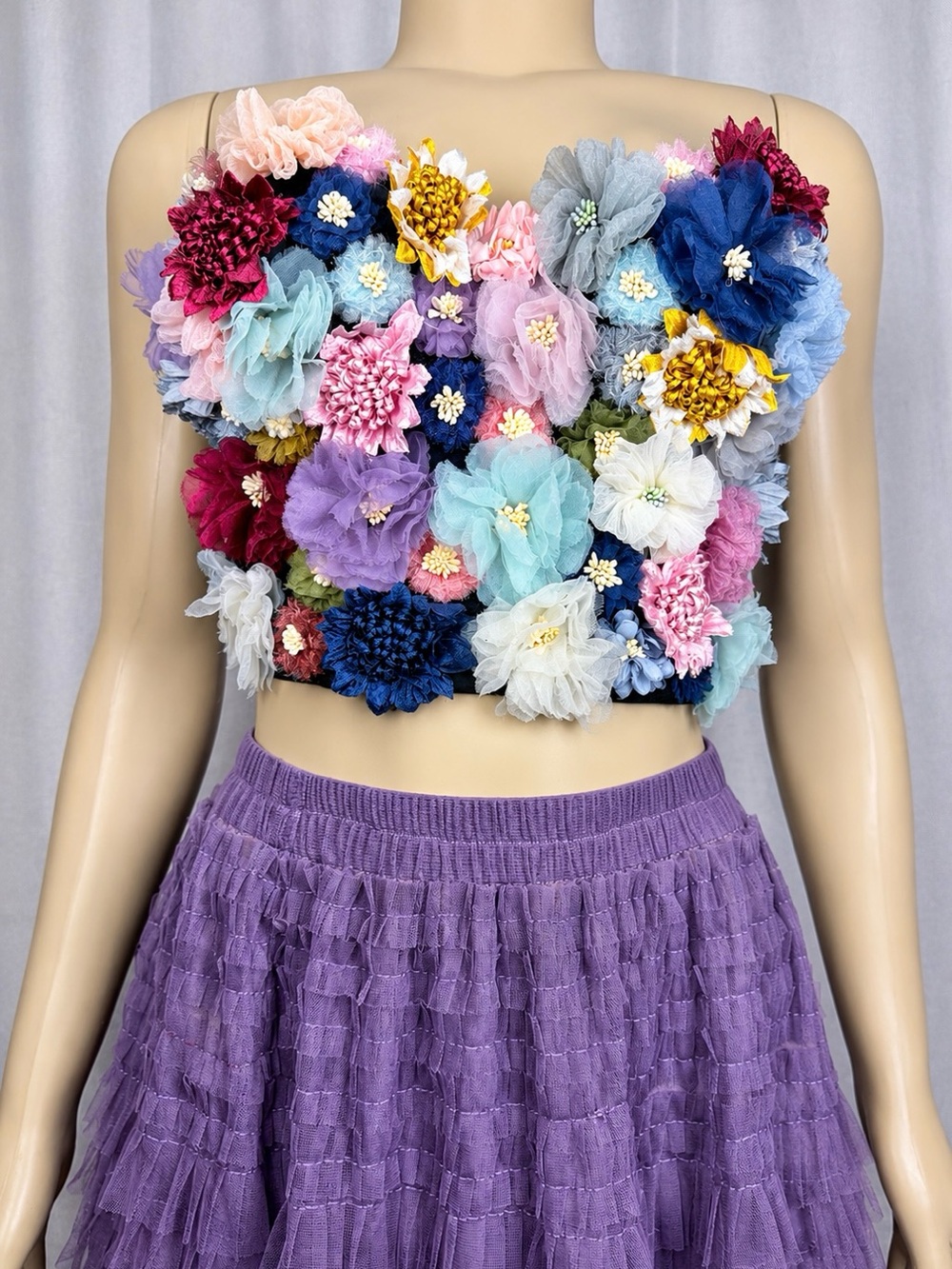 3D Floral Bustier Crop Top Fairycore